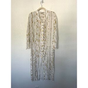 Christina Fairbanks Vintage Rayon Pearl Button Maxi Gold Sheer Dress Swim Cover